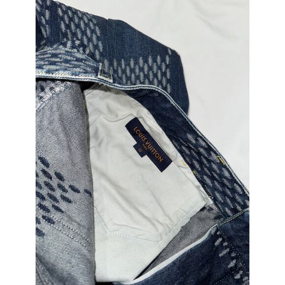 Louis Vuitton x Nigo Giant Damier Waves Monogram Logo Blue Denim Jeans Pants 32 - Picture 15 of 16